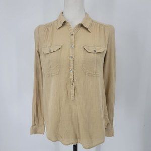 Calypso St Barth Cotton Button Up Shirt Long Sleeve Chest Pockets Women's Small